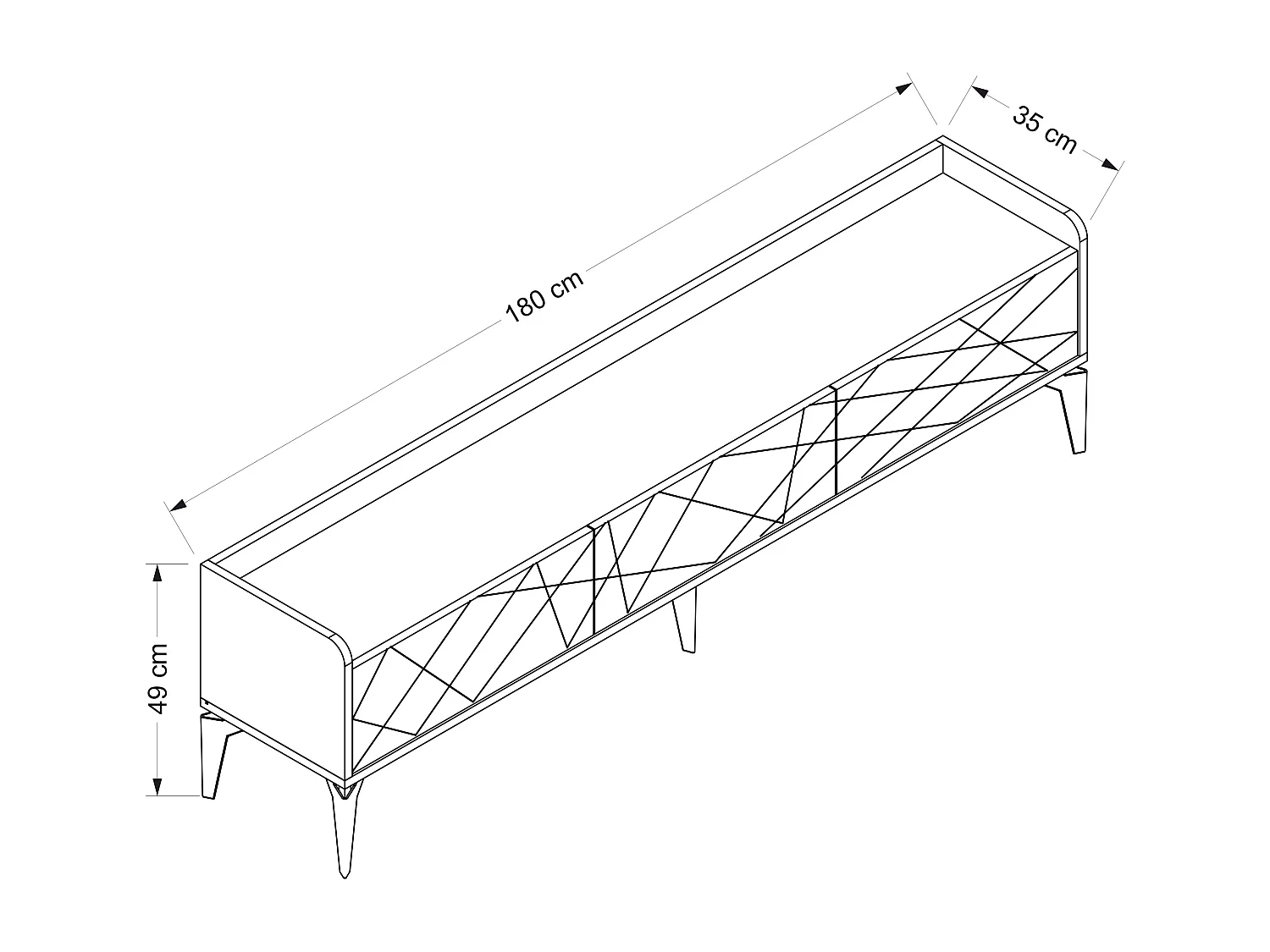 Meuble TV avec 3 portes - Naturel et anthracite - MONALIA