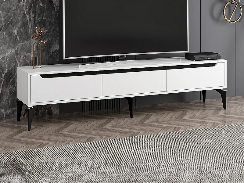 Móvel de TV com 3 portas branco - MINALYA