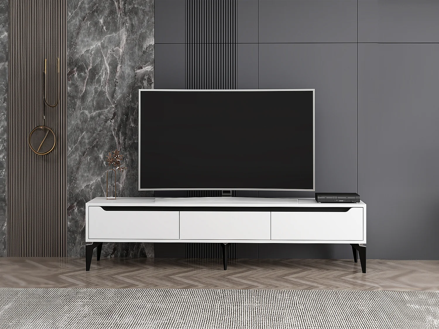 Tv-meubel met 3 deurtjes - Wit - MINALYA