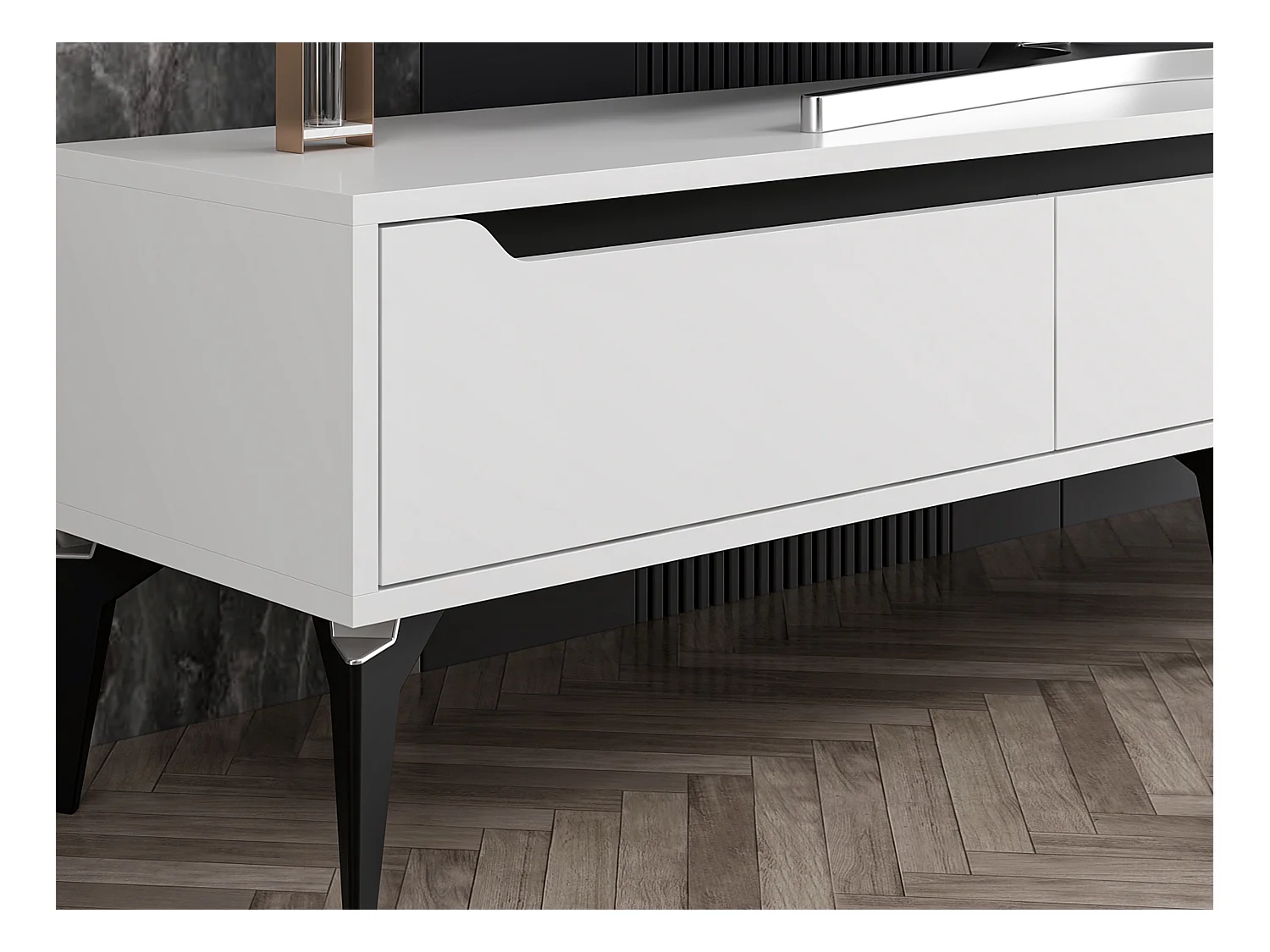 Szafka RTV 3-drzwiowa - Biały - MINALYA