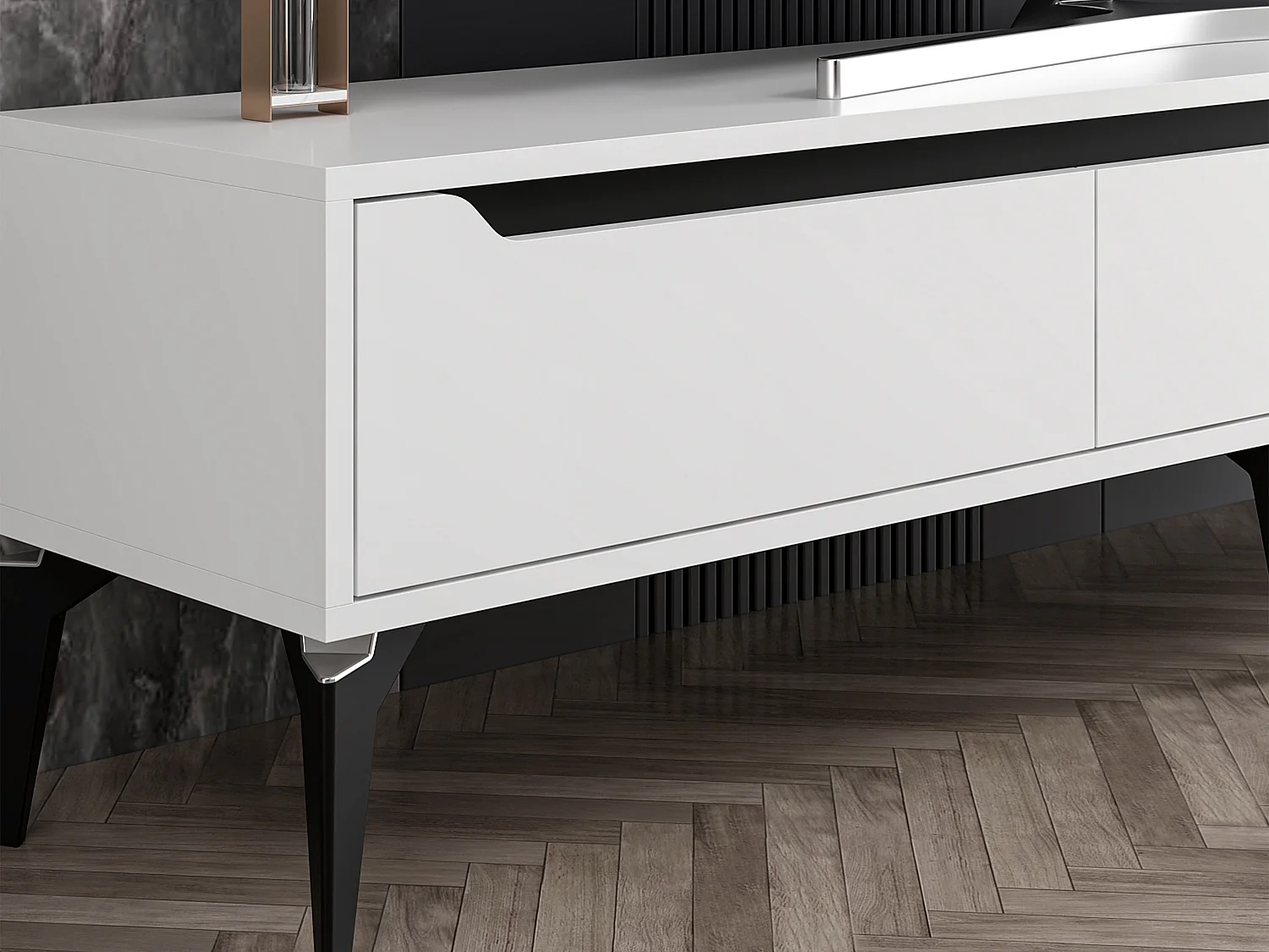 TV-Möbel mit 3 Türen - Weiß - MINALYA