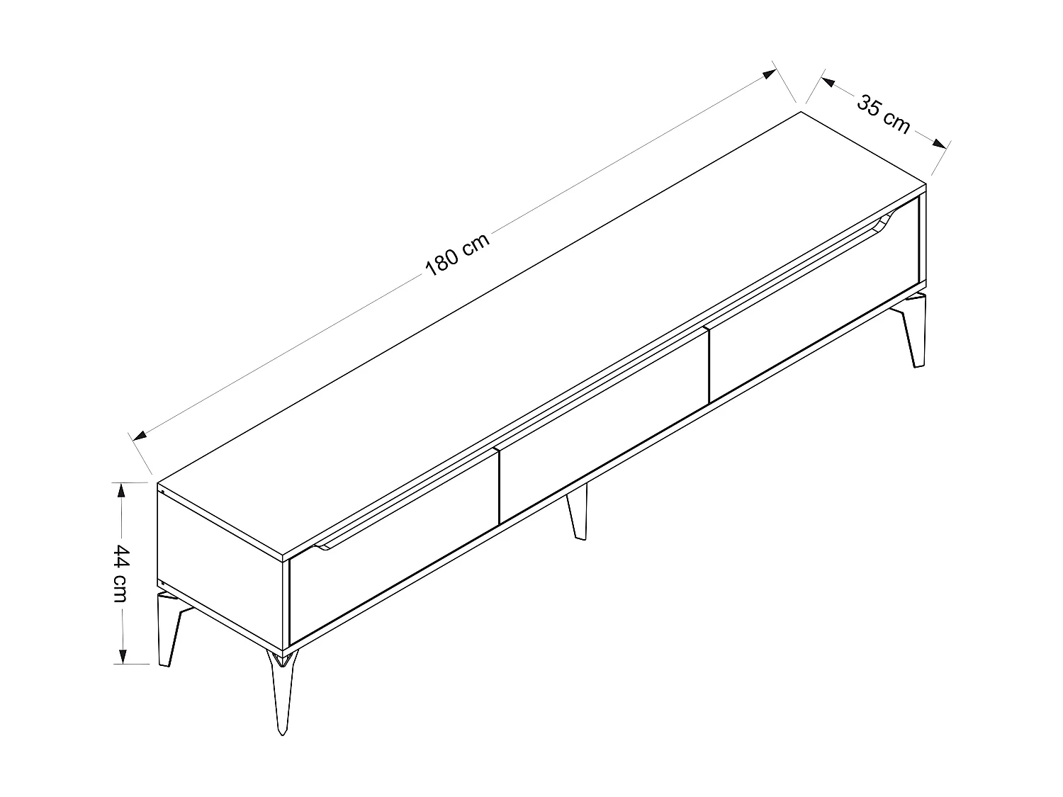 TV-Möbel mit 3 Türen - Weiß - MINALYA