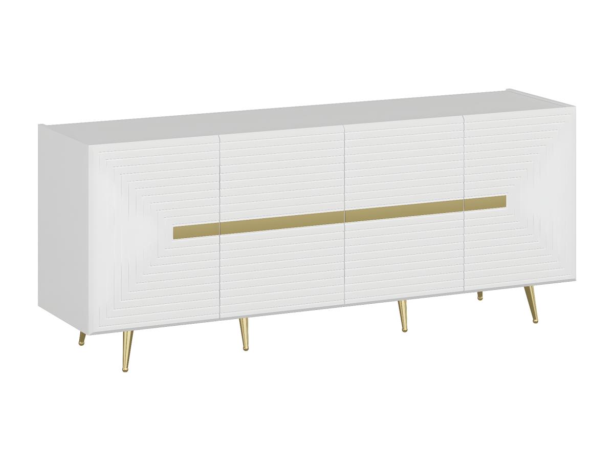 Sideboard mit 4 Türen - MDF - Weiß & Goldfarben - MOLYA von Pascal Morabito günstig online kaufen