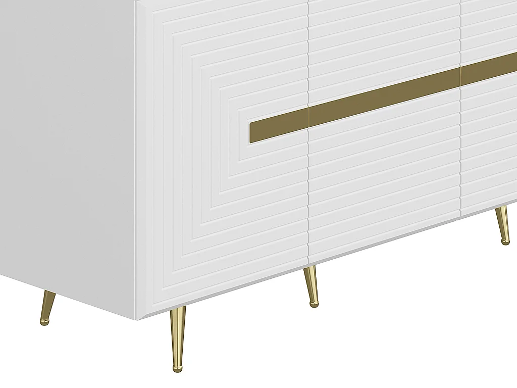 Buffet avec 4 portes en MDF - Blanc et doré - MOLYA de Pascal MORABITO