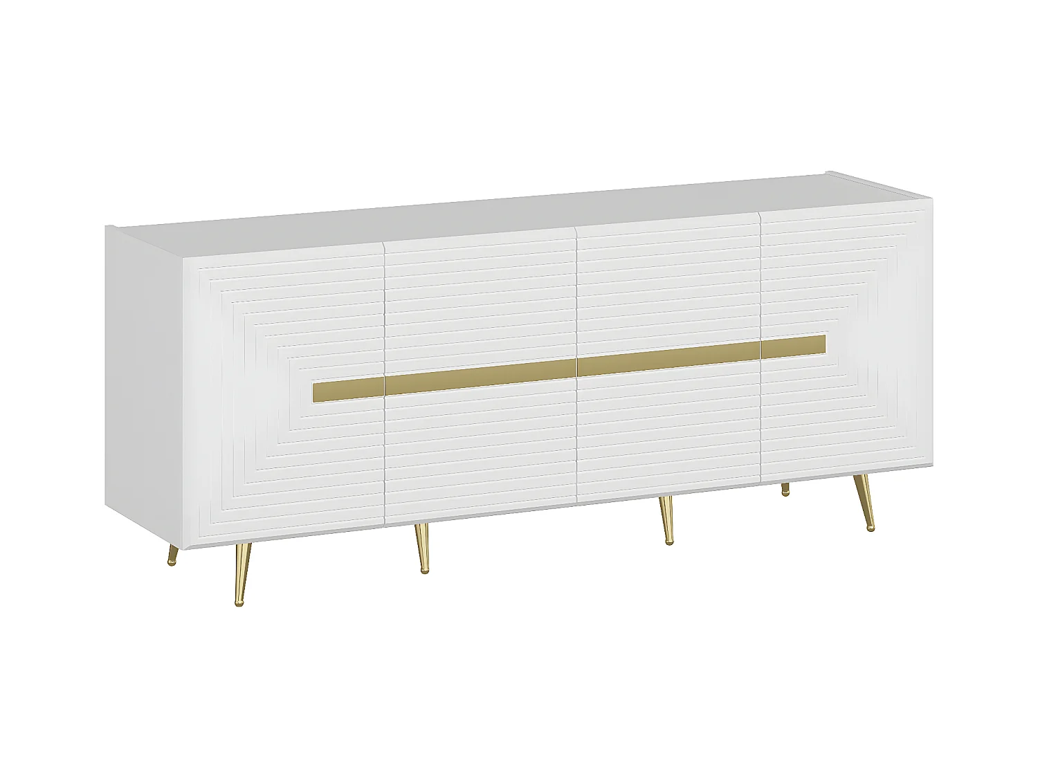 Aparador con 4 puertas de MDF - Blanco y dorado - MOLYA de Pascal MORABITO