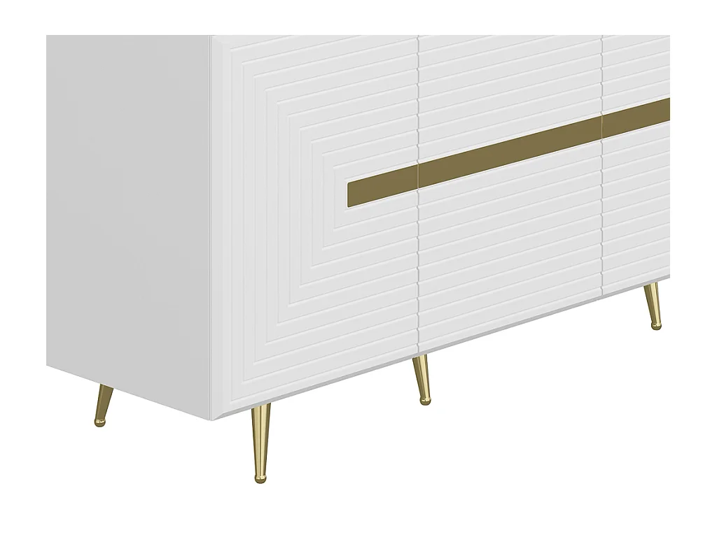 Aparador con 4 puertas de MDF - Blanco y dorado - MOLYA de Pascal MORABITO