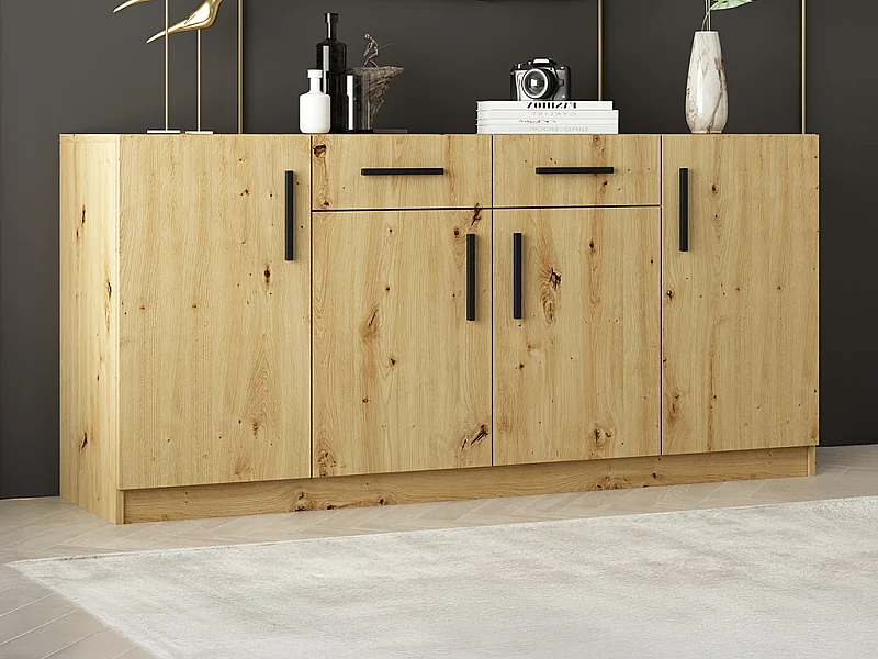 Aparador com 4 portas e 2 gavetas natural - MEROLIA