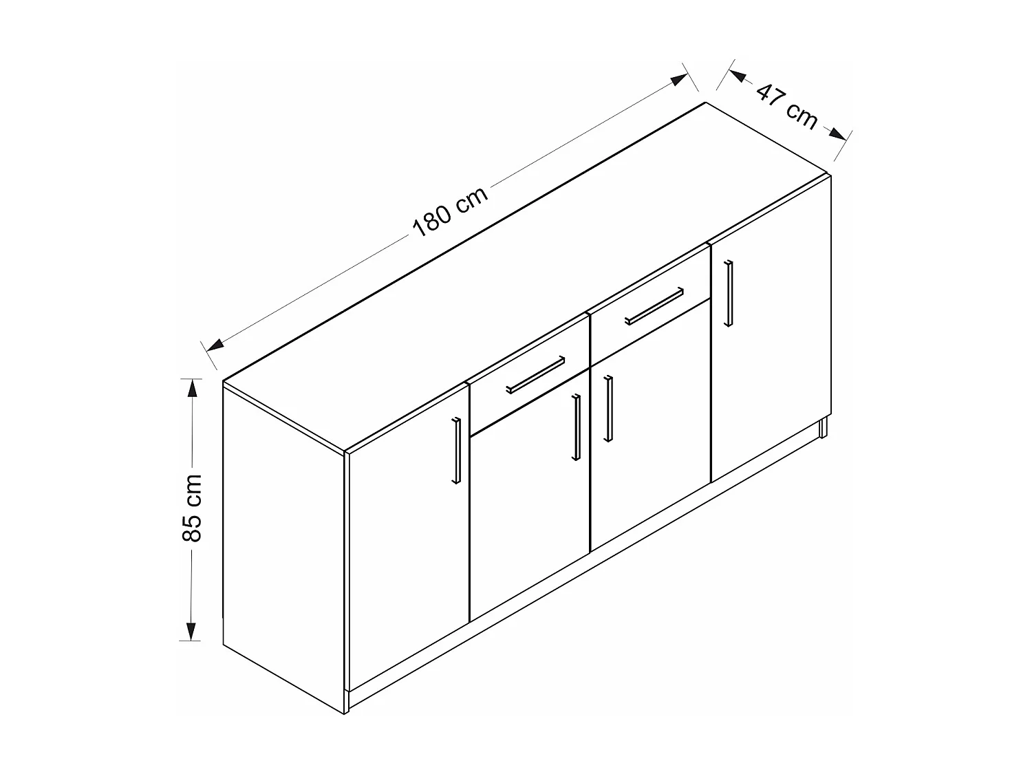 Sideboard mit 4 Türen & 2 Schubladen - Holzfarben - MEROLIA