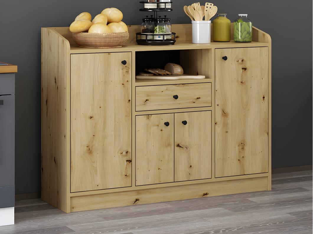 Keukenbuffet met 4 deuren, 1 lade en 1 nis - Naturel - MIZOTA