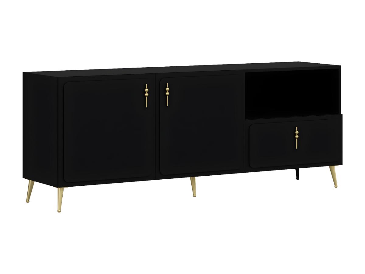 Sideboard mit 2 Türen, 1 Schublade & 1 Regalfach - Schwarz & Goldfarben - M günstig online kaufen