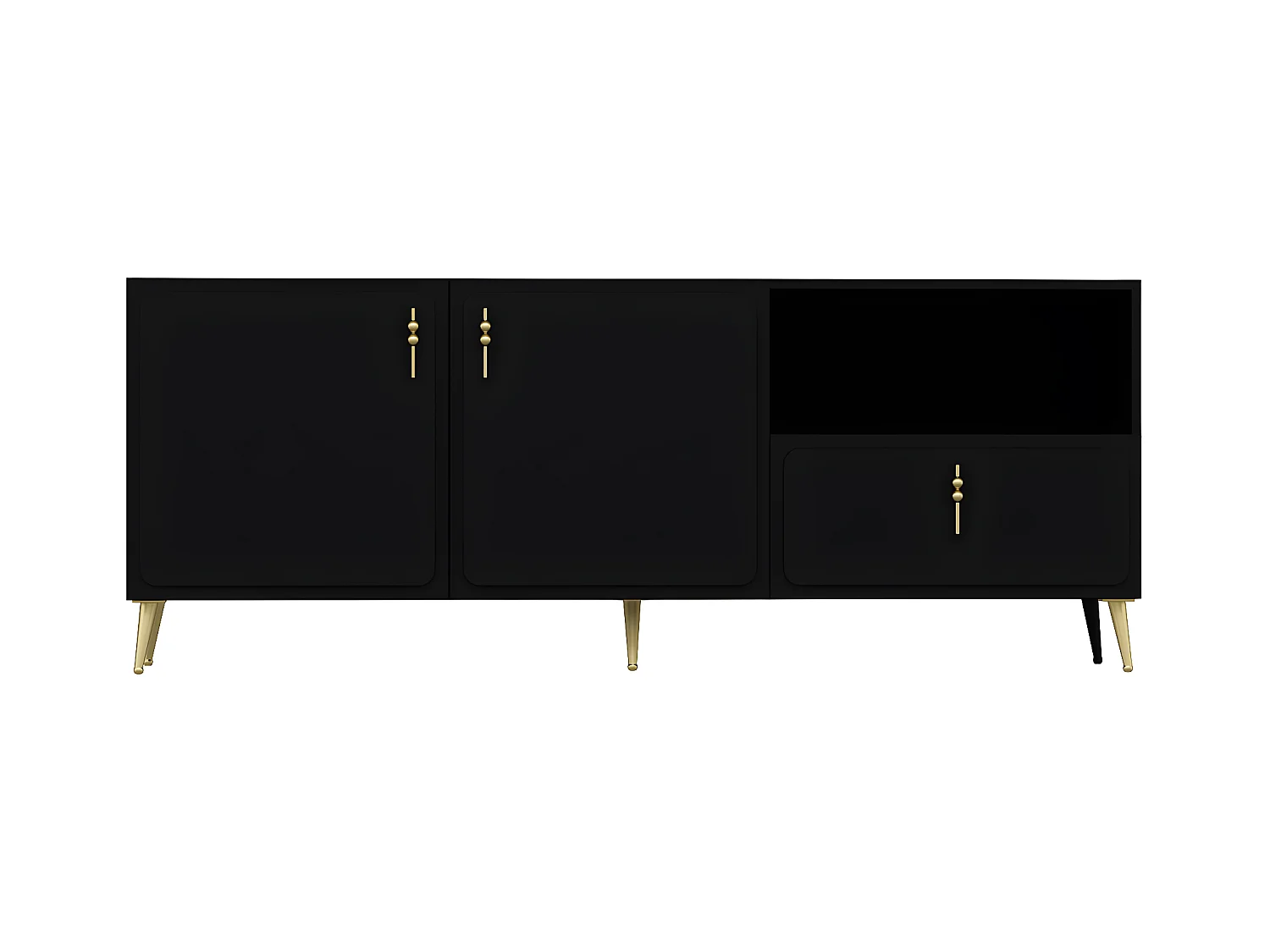 Sideboard mit 2 Türen, 1 Schublade & 1 Regalfach - Schwarz & Goldfarben - MAVELYA