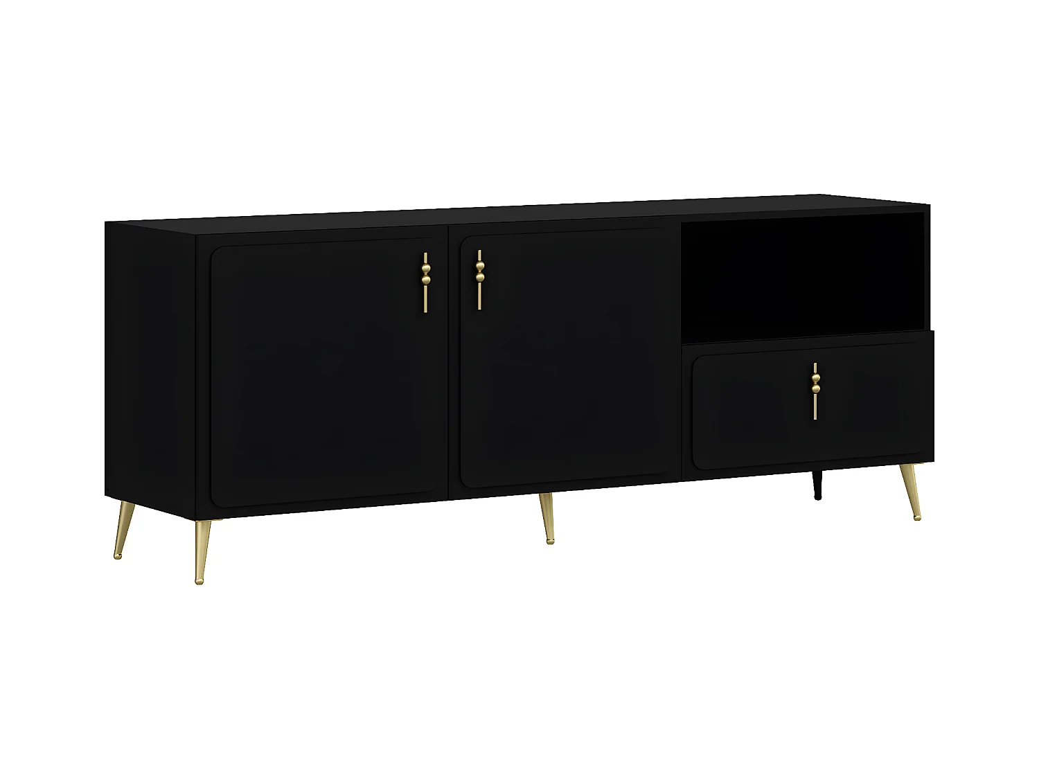 Sideboard mit 2 Türen, 1 Schublade & 1 Regalfach - Schwarz & Goldfarben - MAVELYA