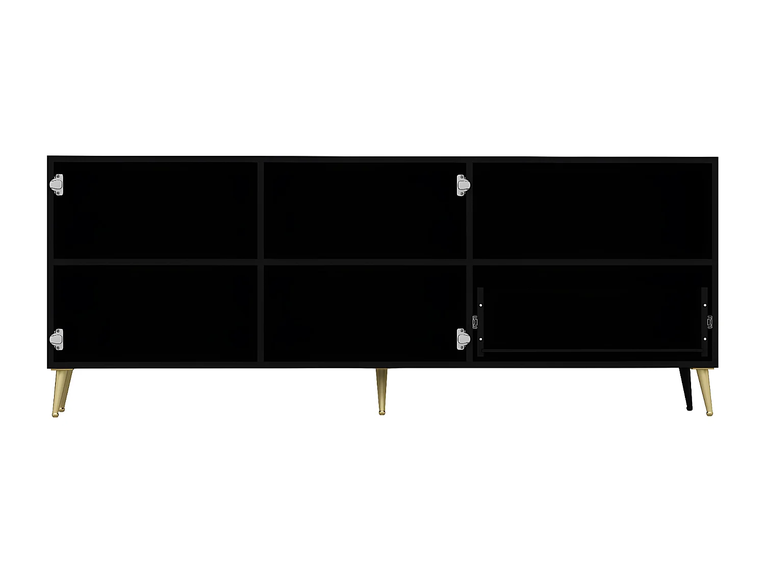 Aparador con 2 puertas, 1 cajón y 1 estante - Negro y Dorado - MAVELYA