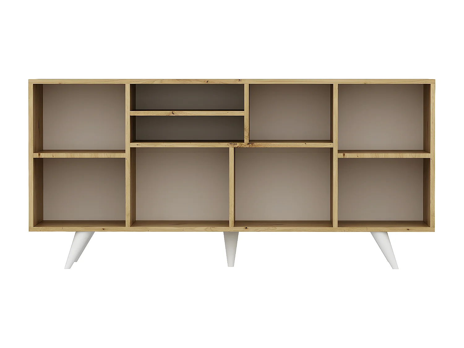 Buffet avec 4 portes et 3 niches - Blanc et naturel - MOSTIA