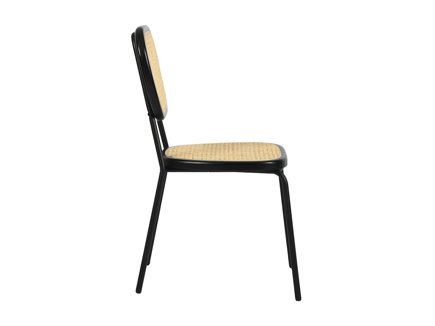 Lot de 2 chaises salle manger en rotin nature et structure métallique noir SMEDLEY