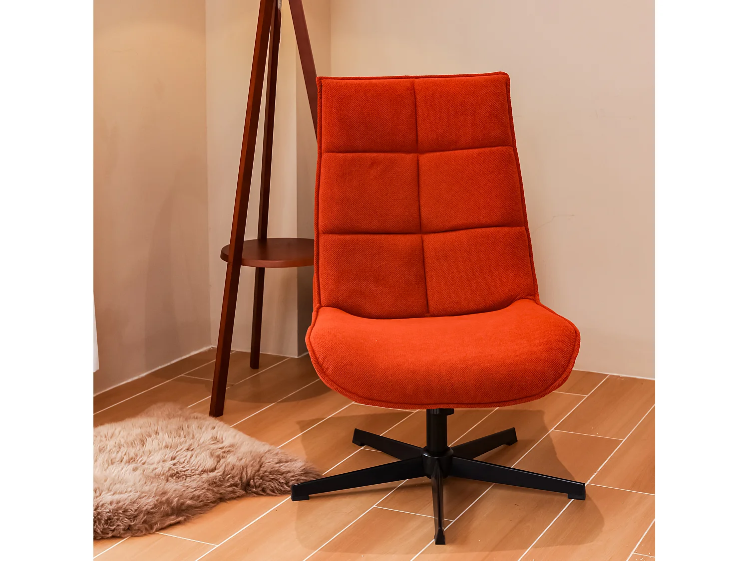Fauteuil rembourré tissu rouge orange pivotant DEWSBURY TERRACOTTA