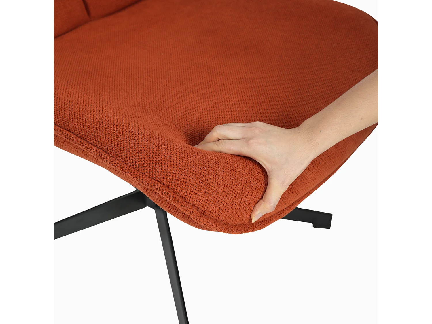 Fauteuil rembourré tissu rouge orange pivotant DEWSBURY TERRACOTTA