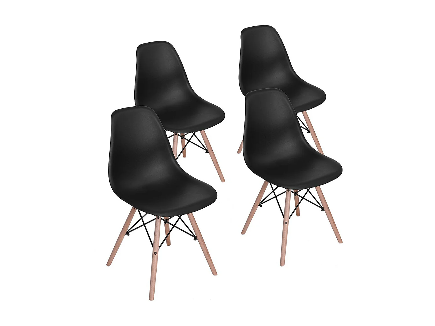 Conjunto de 4 sillas de comedor negras estilo escandinavo e industrial RICO V1 BLACK RF