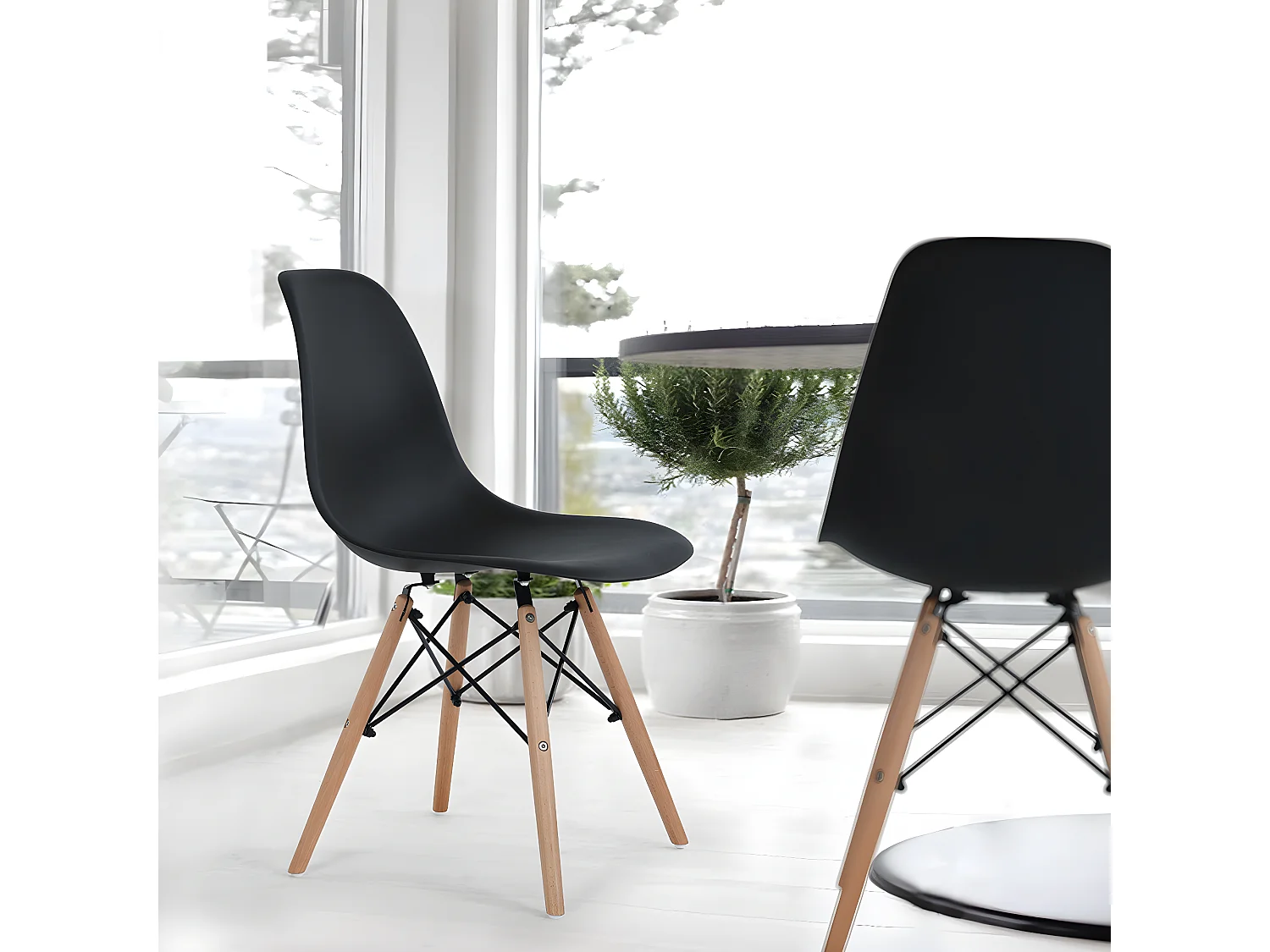 Conjunto de 4 sillas de comedor negras estilo escandinavo e industrial RICO V1 BLACK RF