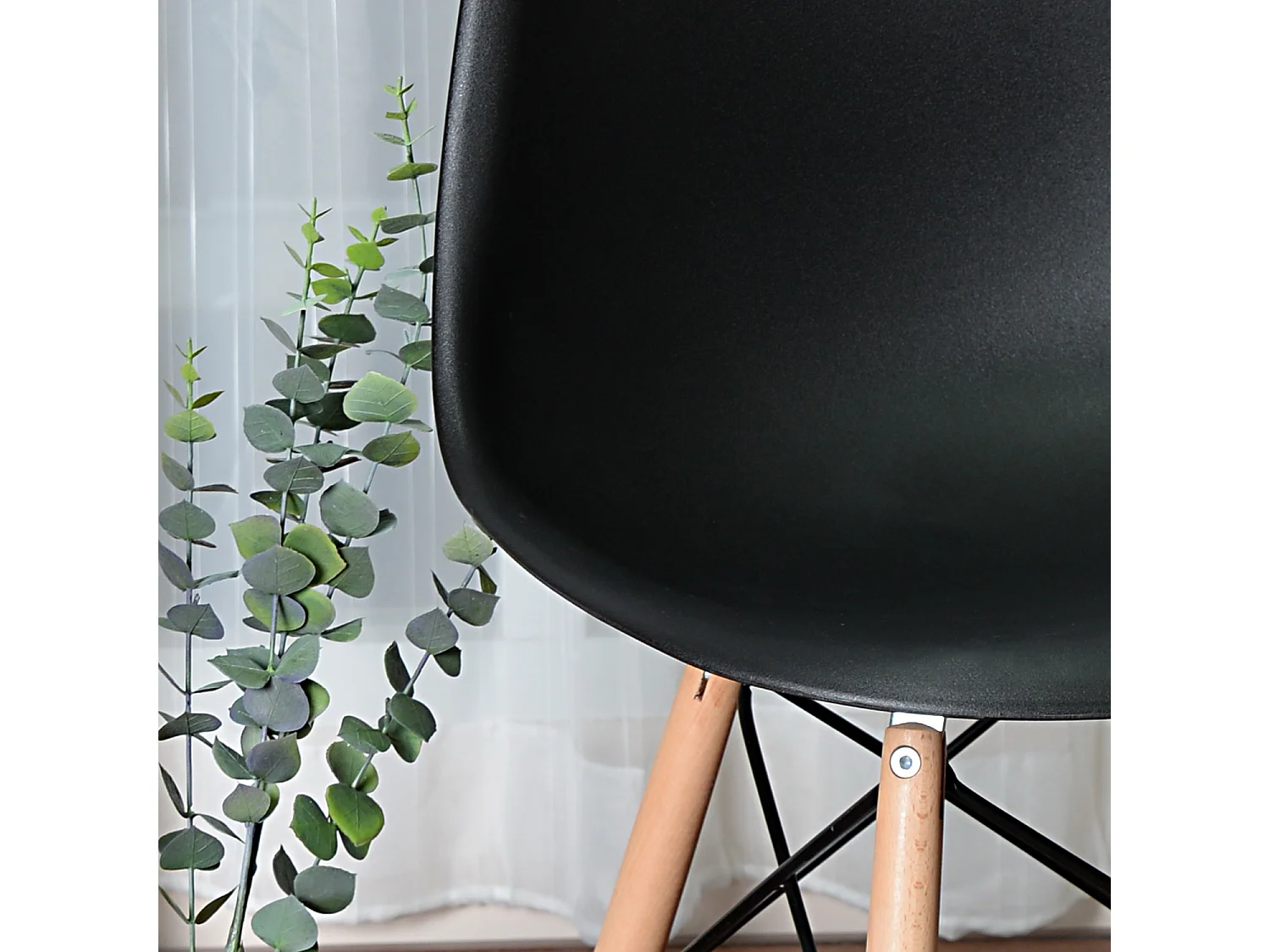 Conjunto de 4 sillas de comedor negras estilo escandinavo e industrial RICO V1 BLACK RF