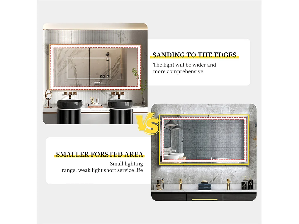 Miroir salle de bain led 100x60cm anti-buée 3 couleurs réglables avec cadre doré 100x60x4cm