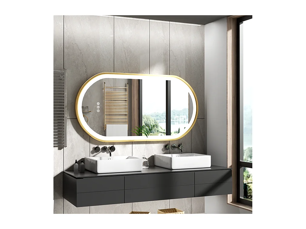 Espejo de baño LED antivaho 3 colores regulables 120x60x4cm