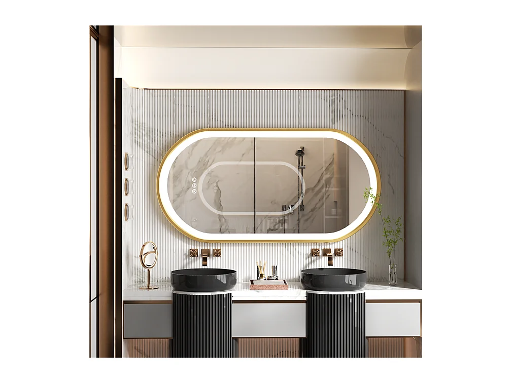Miroir salle de bain led avec anti-buée 3 couleurs réglables 120x60x4cm
