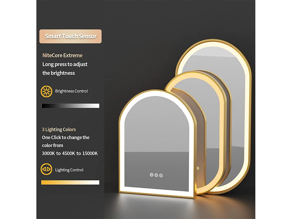 Miroir salle de bain led avec anti-buée 3 couleurs réglables 120x60x4cm