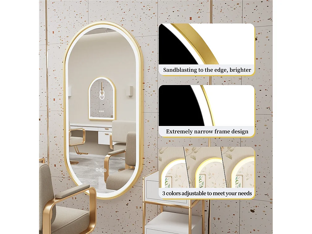 Espejo de baño LED antivaho 3 colores regulables 120x60x4cm