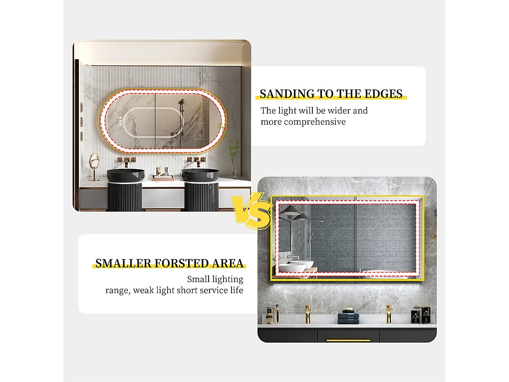 Espejo de baño LED antivaho 3 colores regulables 120x60x4cm