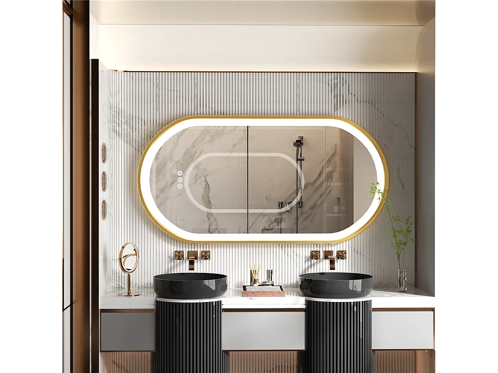 LED Badezimmerspiegel mit Antibeschlag 3 einstellbare Farben 120x60x4cm