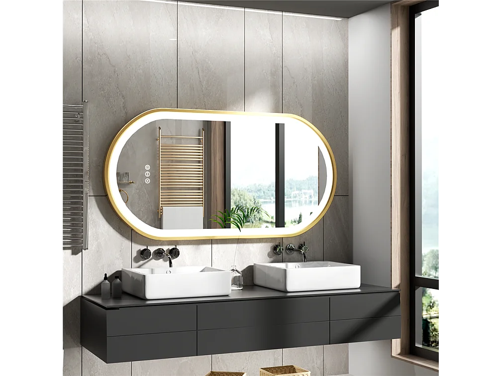 LED Badezimmerspiegel mit Antibeschlag 3 einstellbare Farben 120x60x4cm