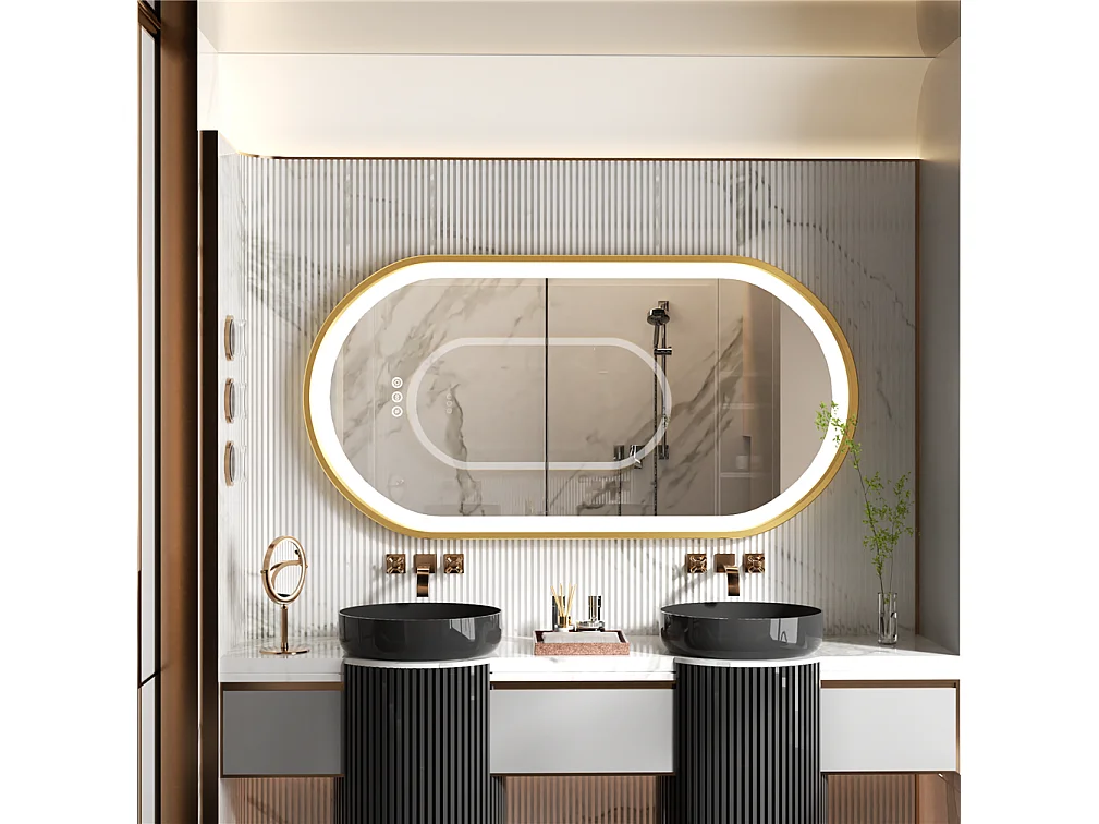 Espejo de baño LED antivaho 3 colores regulables 120x60x4cm