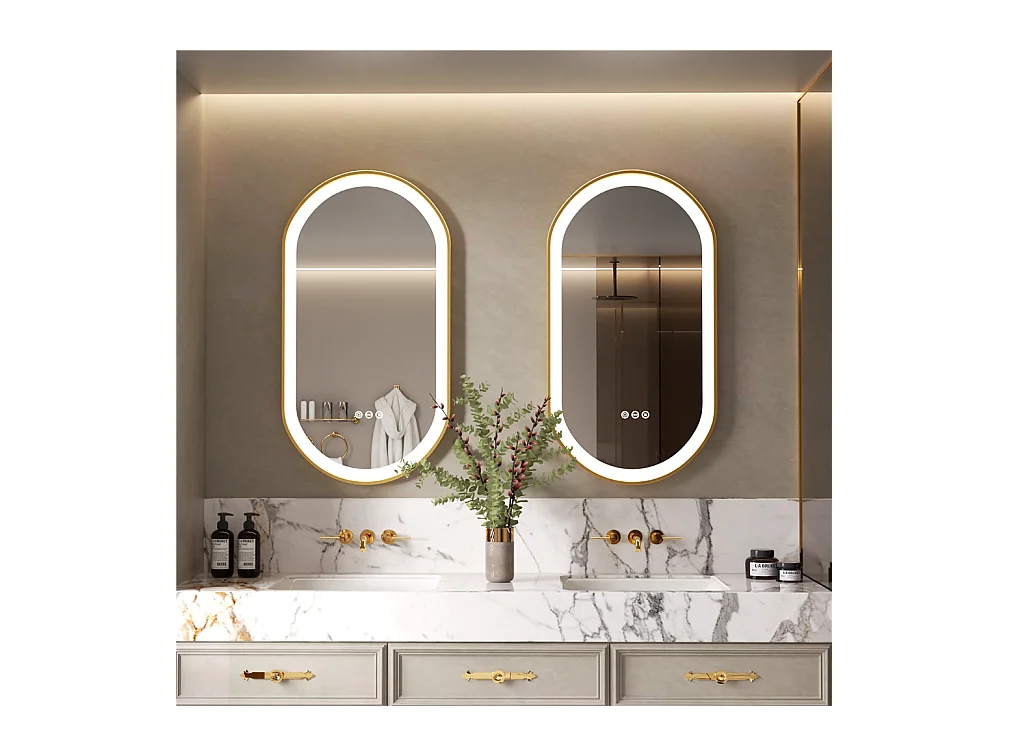 Miroir salle de bain led 100x50cm miroir lumineux anti buée 3 couleurs réglables 100x50x4cm