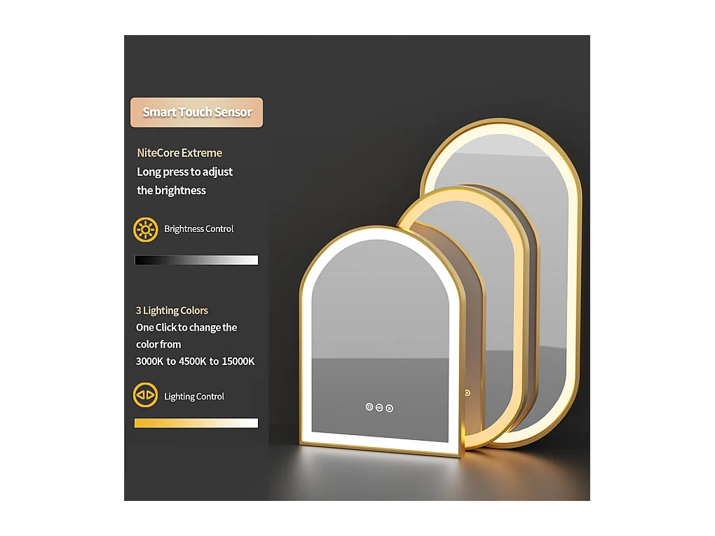 LED Badezimmerspiegel 100x50cm beleuchteter Spiegel Antibeschlag 3 einstellbare Farben 100x50x4cm