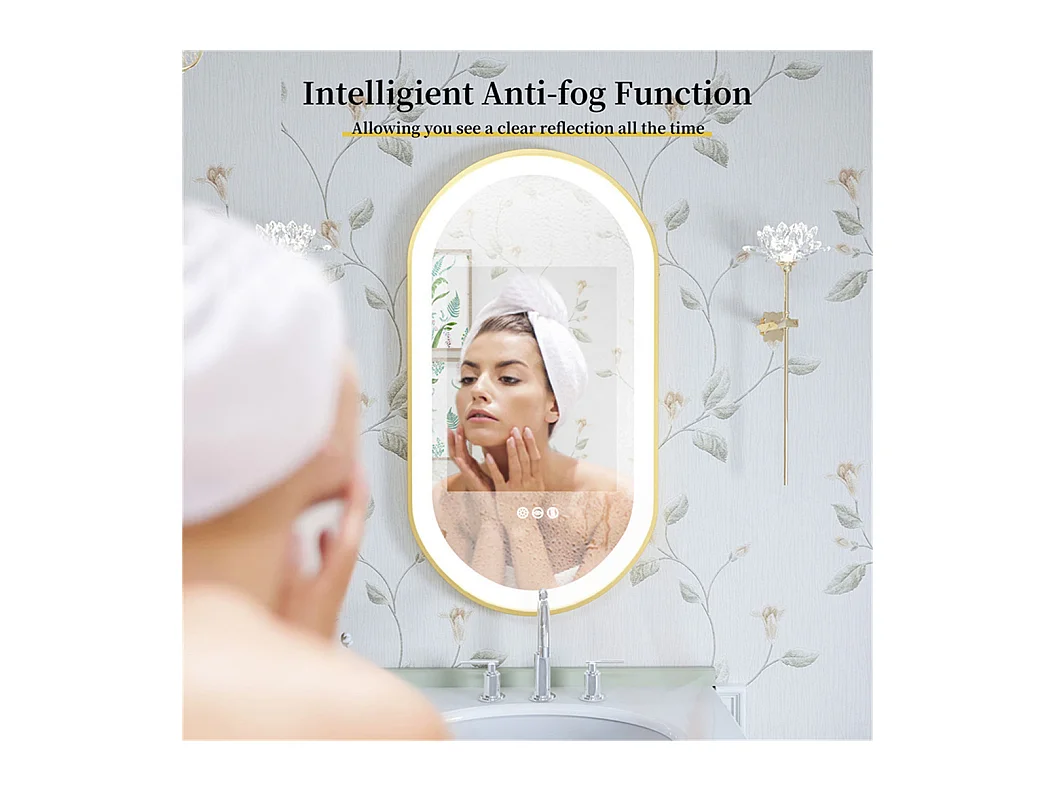 LED Badezimmerspiegel 100x50cm beleuchteter Spiegel Antibeschlag 3 einstellbare Farben 100x50x4cm