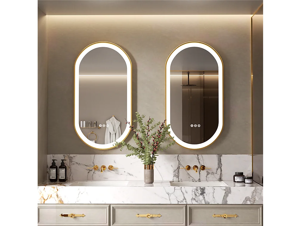 Miroir salle de bain led 100x50cm miroir lumineux anti buée 3 couleurs réglables 100x50x4cm