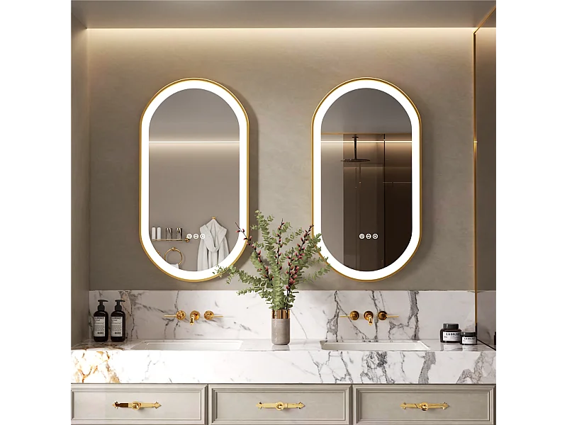 Miroir salle de bain led 100x50cm miroir lumineux anti buée 3 couleurs réglables 100x50x4cm