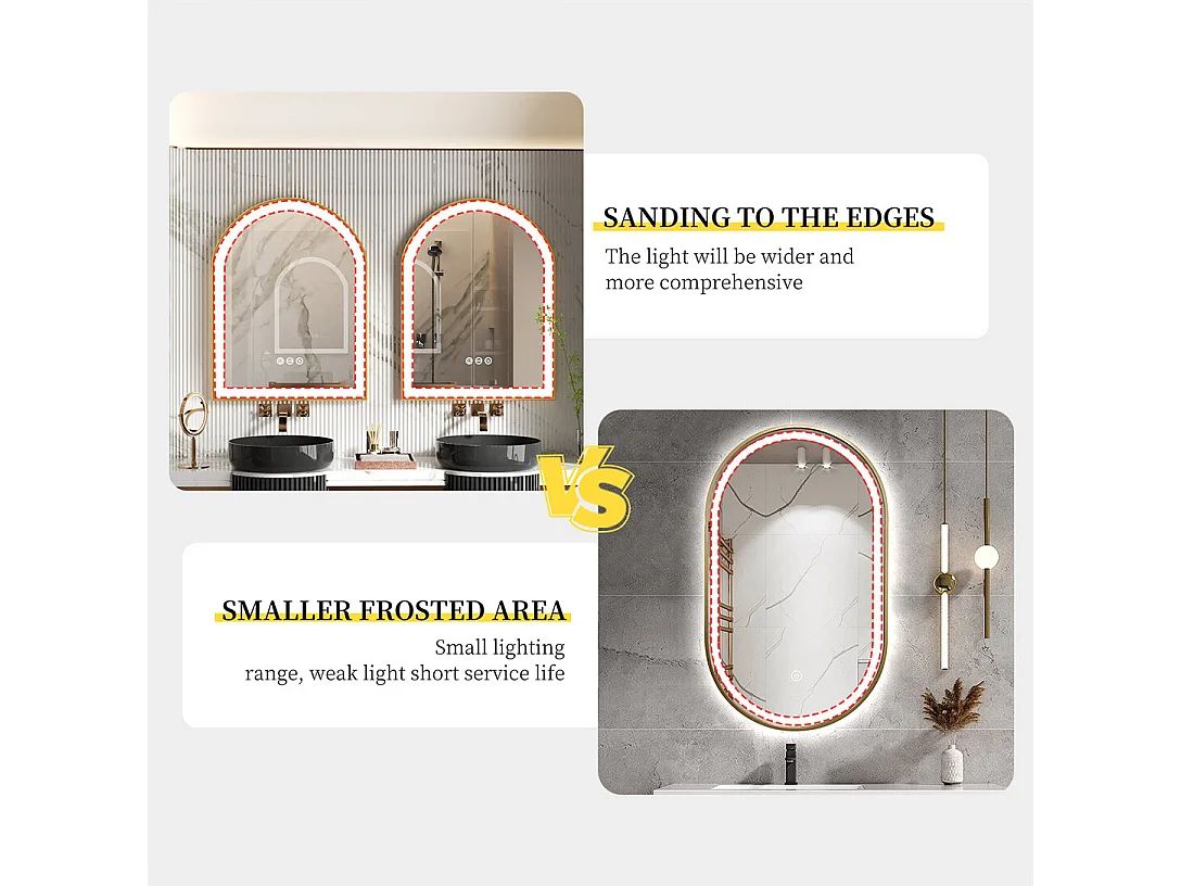 Miroir salle de bain led 60x90cm avec éclairage miroir lumineux mural 3 couleurs réglables 60x90x4cm