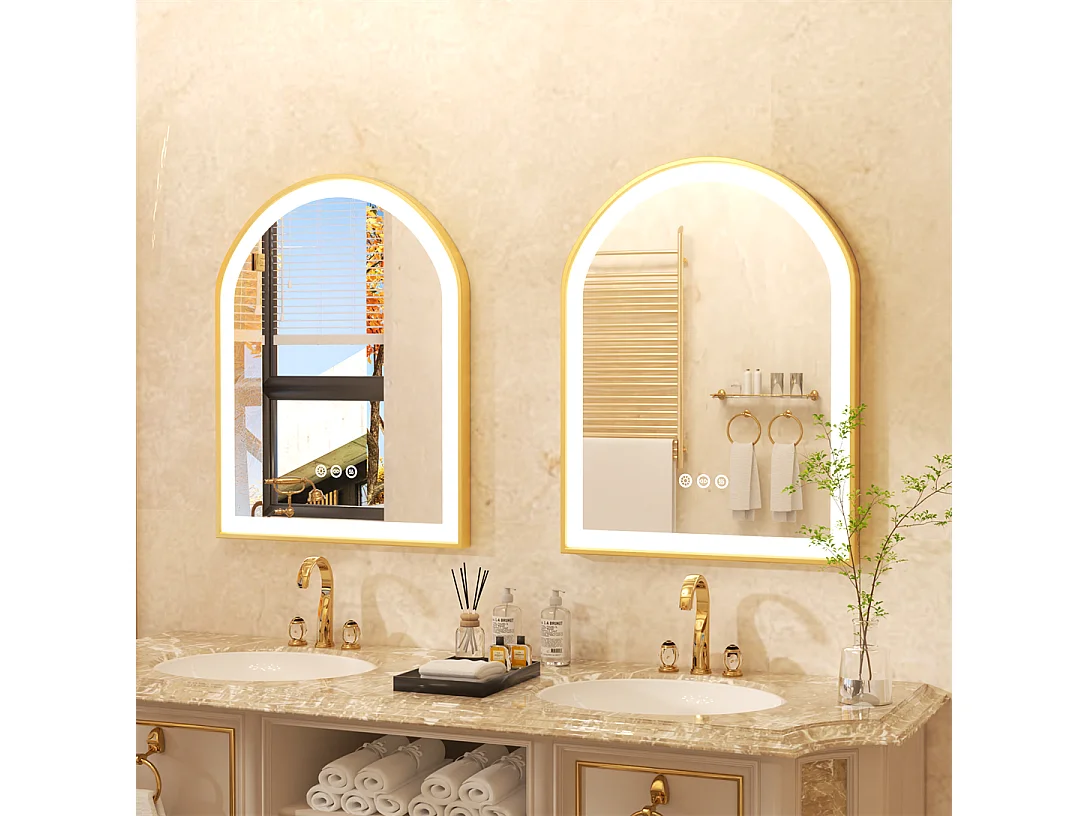 Miroir salle de bain led 60x90cm avec éclairage miroir lumineux mural 3 couleurs réglables 60x90x4cm