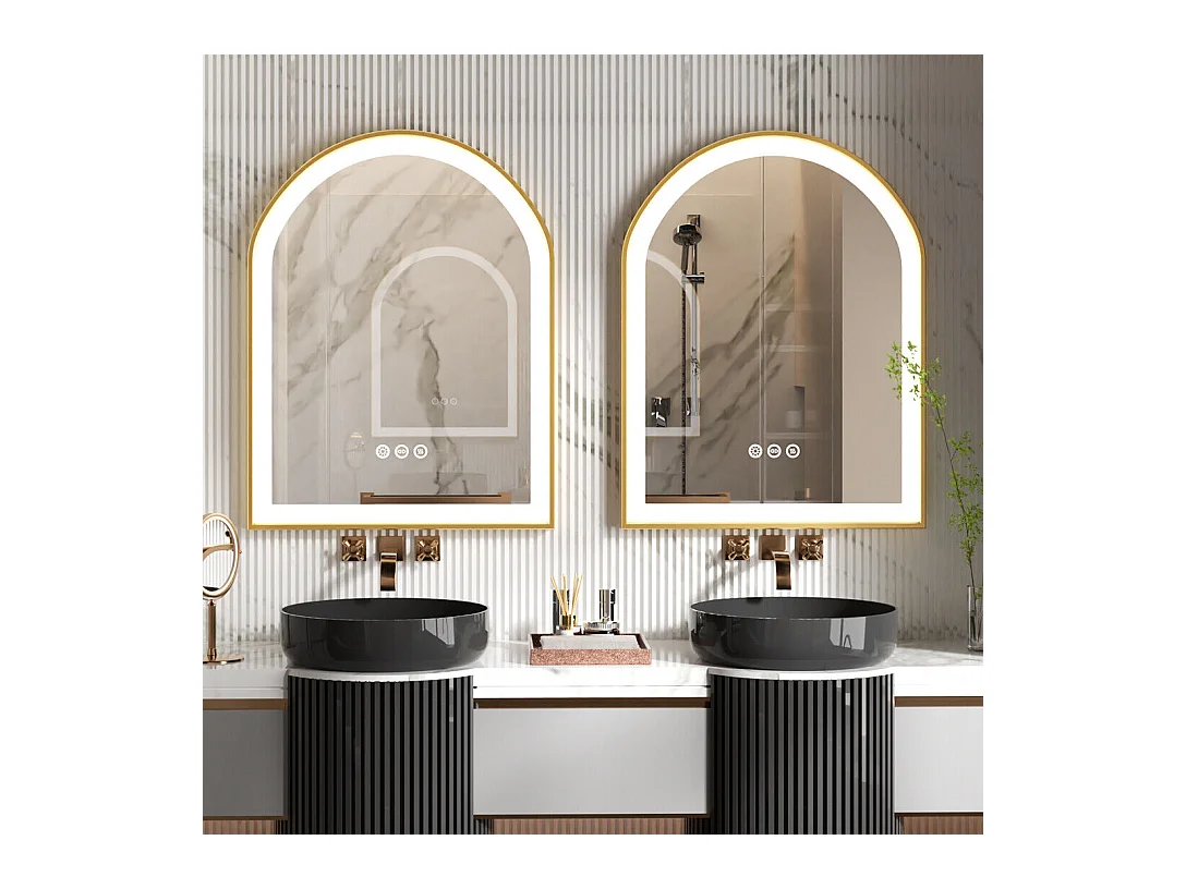 Miroir salle de bain led 60x90cm avec éclairage miroir lumineux mural 3 couleurs réglables 60x90x4cm