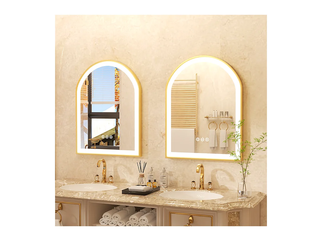 Miroir salle de bain led 60x90cm avec éclairage miroir lumineux mural 3 couleurs réglables 60x90x4cm