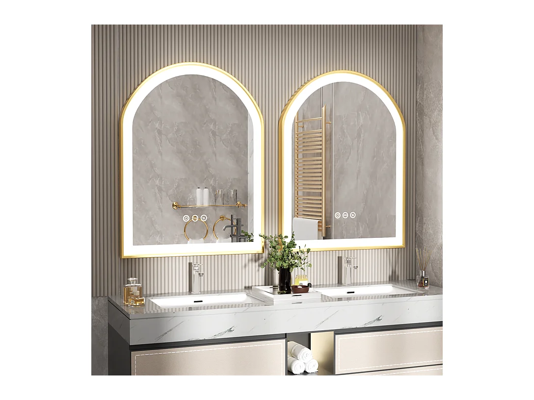 Miroir salle de bain led 60x90cm avec éclairage miroir lumineux mural 3 couleurs réglables 60x90x4cm