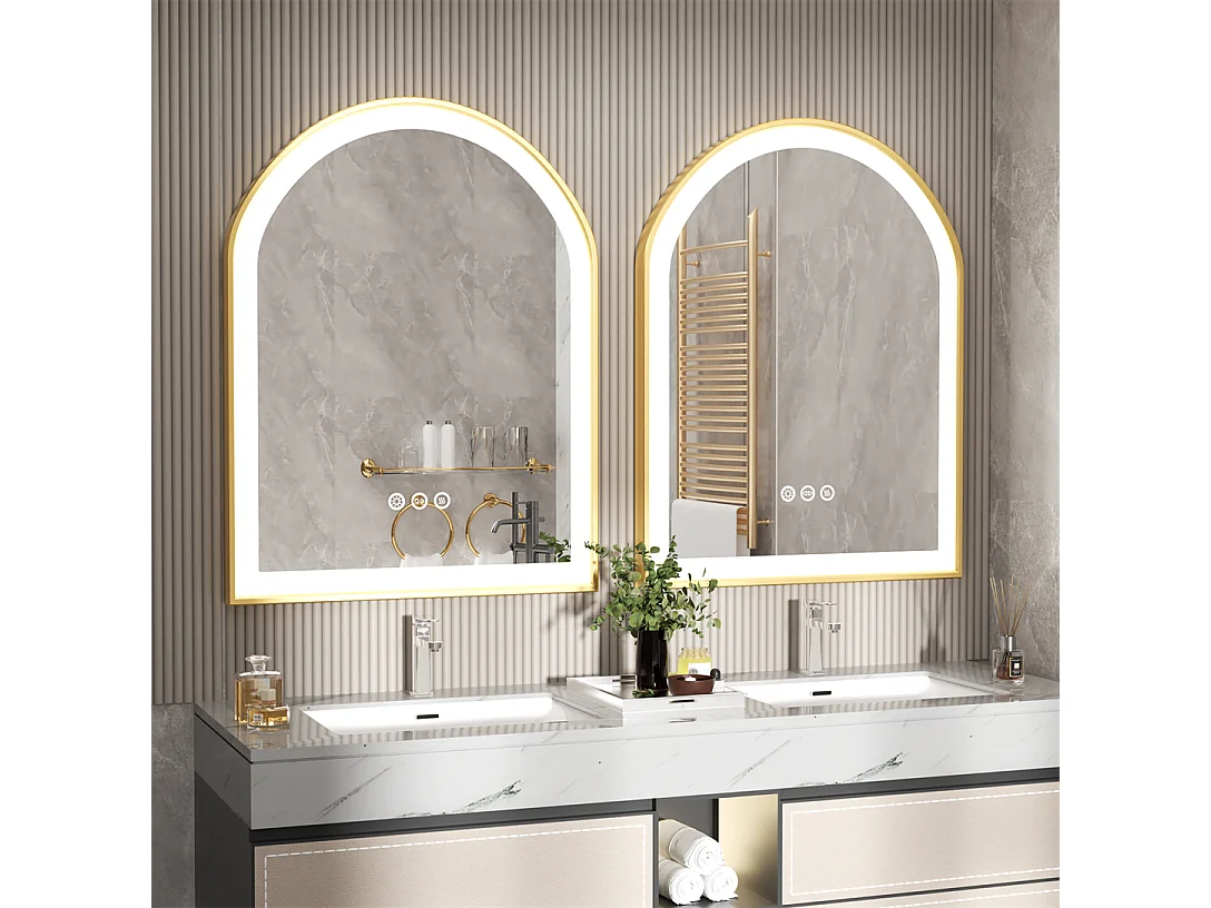 Miroir salle de bain led 60x90cm avec éclairage miroir lumineux mural 3 couleurs réglables 60x90x4cm