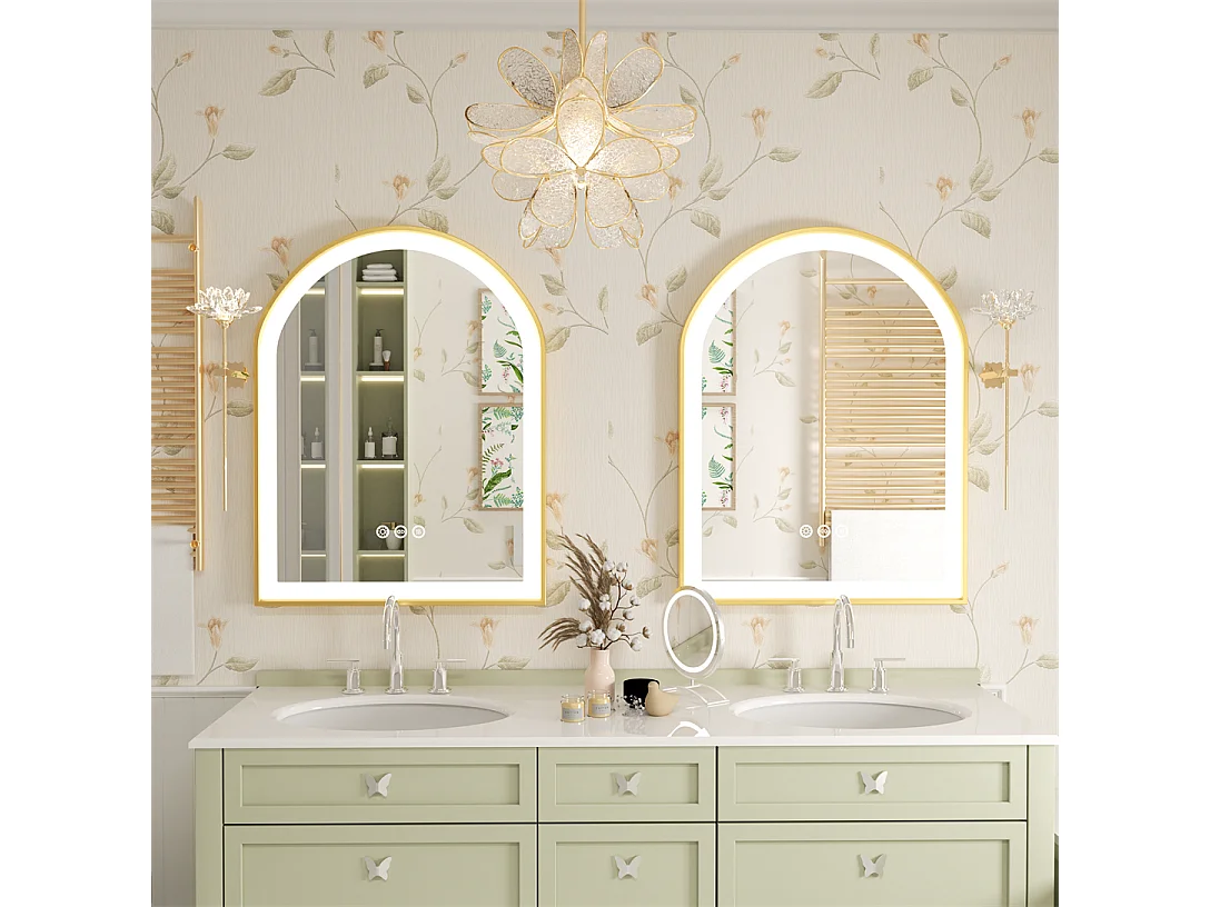 Miroir salle de bain led 60x90cm avec éclairage miroir lumineux mural 3 couleurs réglables 60x90x4cm