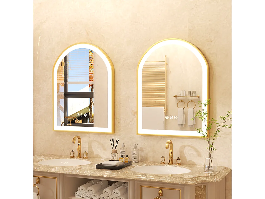 LED Badspiegel 60x90cm mit Beleuchtung Wandspiegel Lichtspiegel 3 Farben einstellbar 60x90x4cm