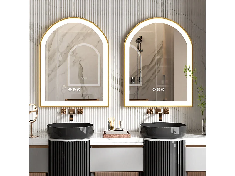 Specchio da bagno a LED 60x90cm con illuminazione a parete specchio illuminato 3 colori regolabili 60x90x4cm