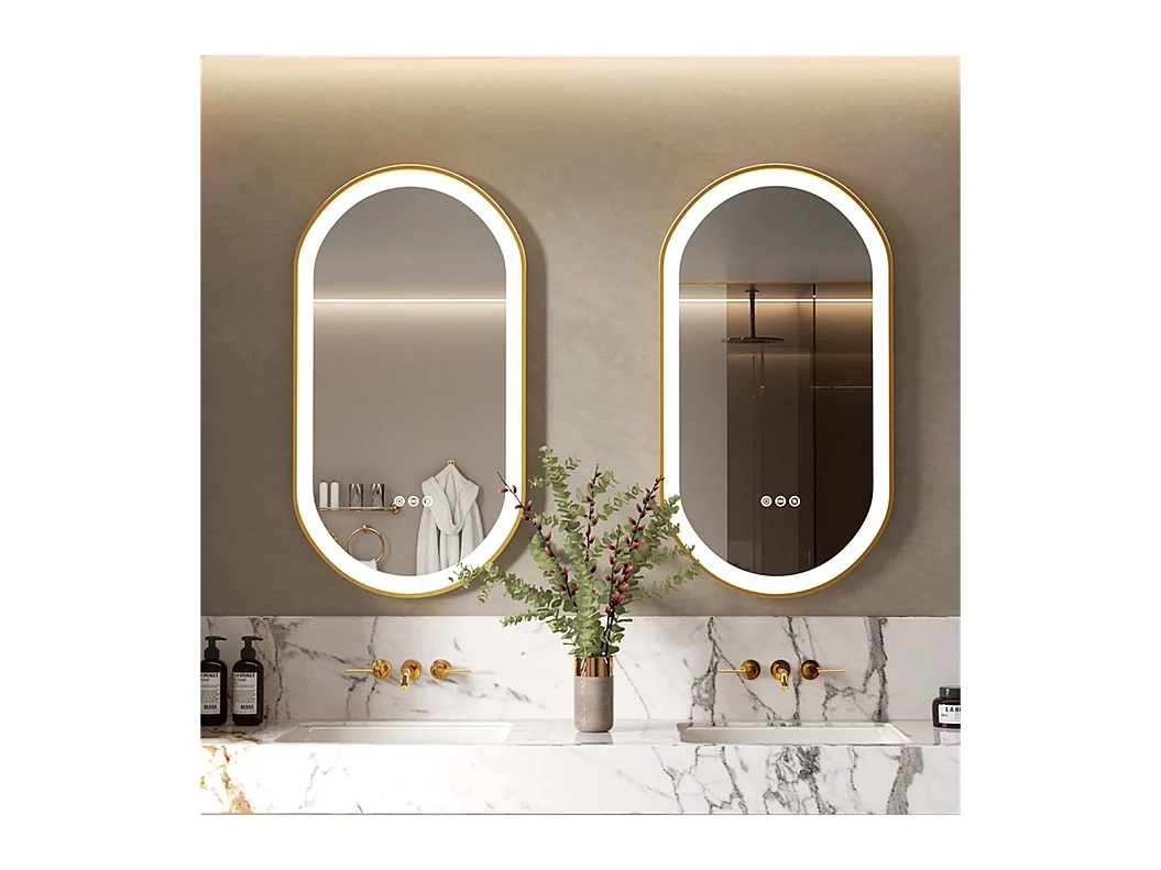 LED Badezimmerspiegel 80x50cm ovaler Wandspiegel Antibeschlag 3 einstellbare Farben 80x50x4cm