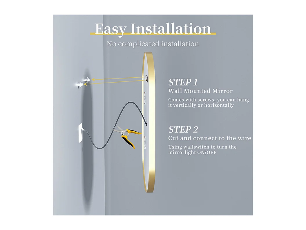 LED Badezimmerspiegel 80x50cm ovaler Wandspiegel Antibeschlag 3 einstellbare Farben 80x50x4cm