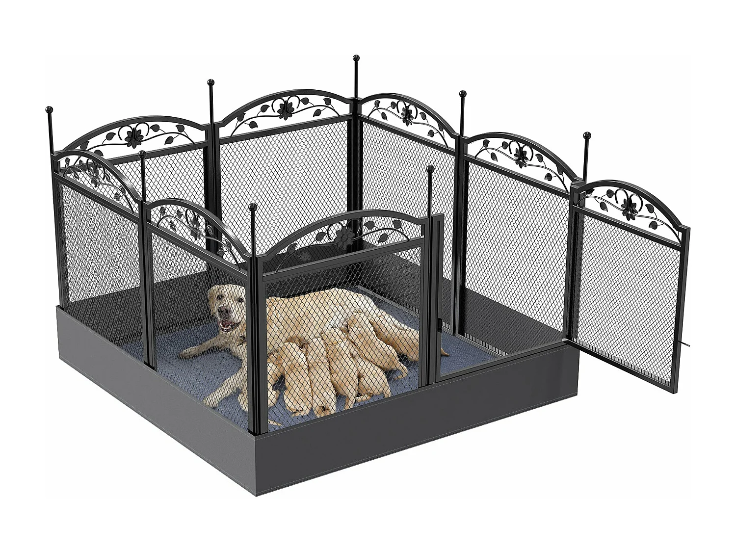 Enclos chien acrylique grande taille parc grand chien intérieur en métal caisse de mise bas pour chiens chat lapin 163x102.5x80cm